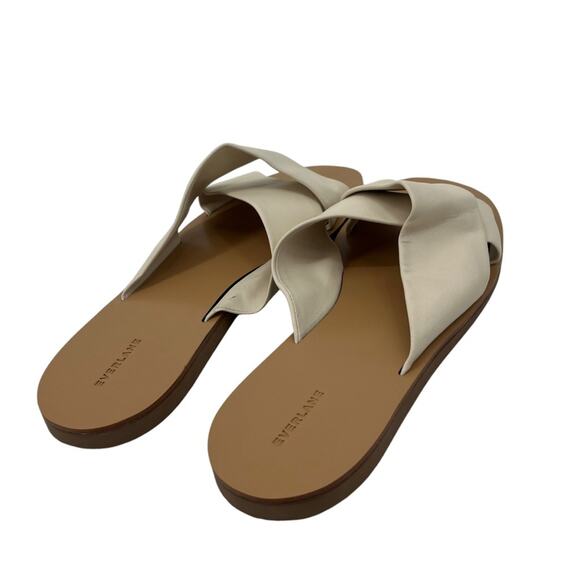 EVERLANE The Day Crossover Sandals Leather Cream Flat Heel Slip On Size 11 NEW - Picture 6 of 8